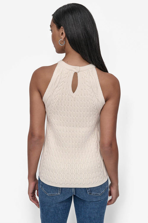 CABLE-KNIT HALTER-STYLE SWEATER