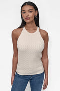CABLE-KNIT HALTER-STYLE SWEATER
