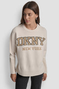VARSITY LOGO INTARSIA CREW NECK RELAXED SWEATER