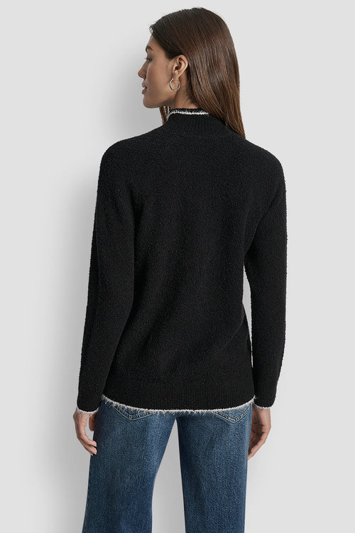 DKNY TINSEL LOGO LONG SLEEVE RAGLAN SWEATER