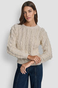 LONG SLEEVE CREW NECK WITH FRINGE STITCHING