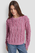 LONG SLEEVE CREW NECK WITH FRINGE STITCHING