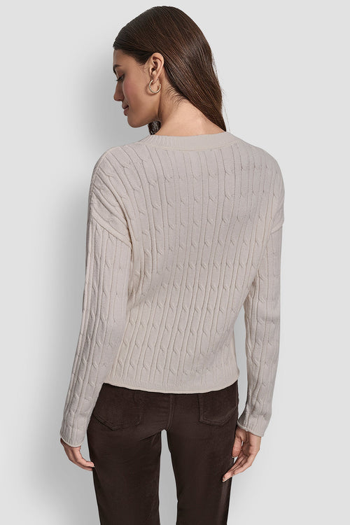 CABLE LONG SLEEVE CREW NECK WITH BABY ROLL AT HEM