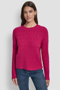 CABLE LONG SLEEVE CREW NECK WITH BABY ROLL AT HEM