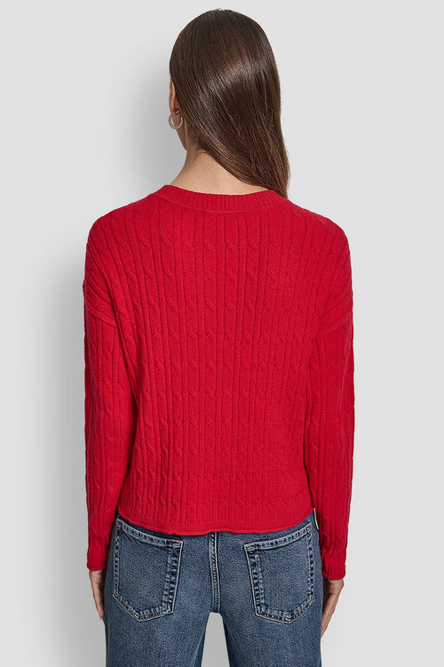 CABLE LONG SLEEVE CREW NECK WITH BABY ROLL AT HEM