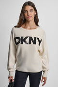DOLMAN SLEEVE SEQUIN LOGO SWEATER