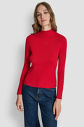RIB LONG SLEEVE MOCK NECK WITH RHINESTONES AT CUFF
