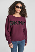 DOLMAN SLEEVE SEQUIN LOGO SWEATER