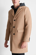 FAUX WOOL COAT WITH HOODED BIB